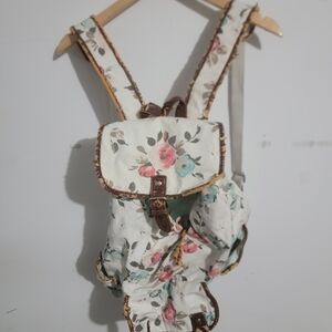 Floral Backpack with Brown Accents